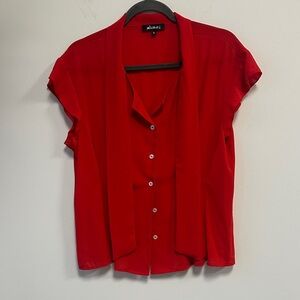 zlunas Sz XL Scarlett Red Button Up Blouse
